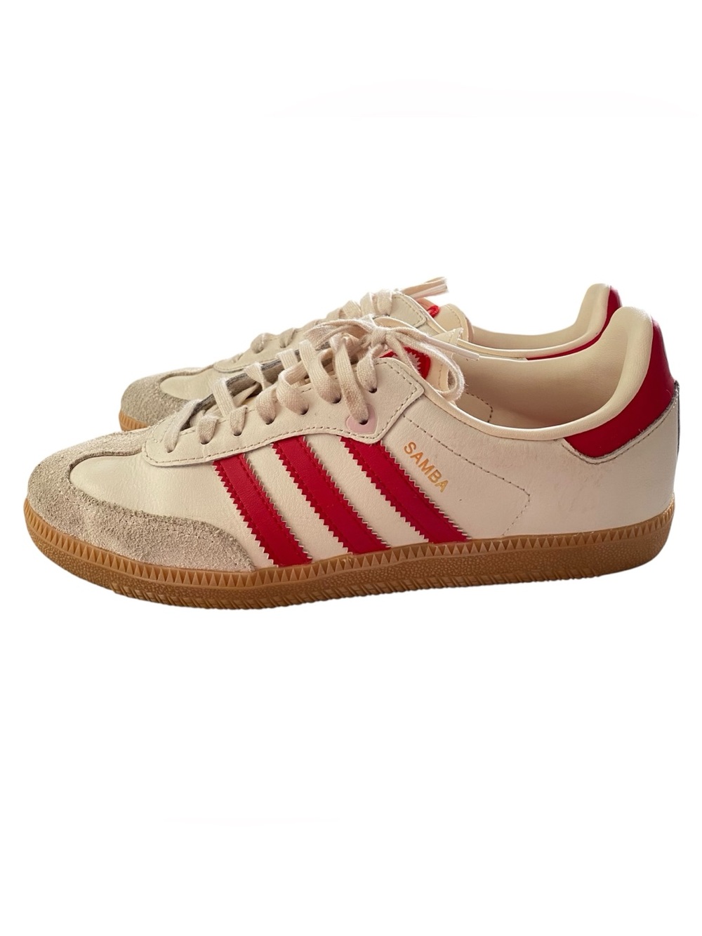 adidas Samba OG Heart Logo Cream Red Sneakers Big Kids 6Y